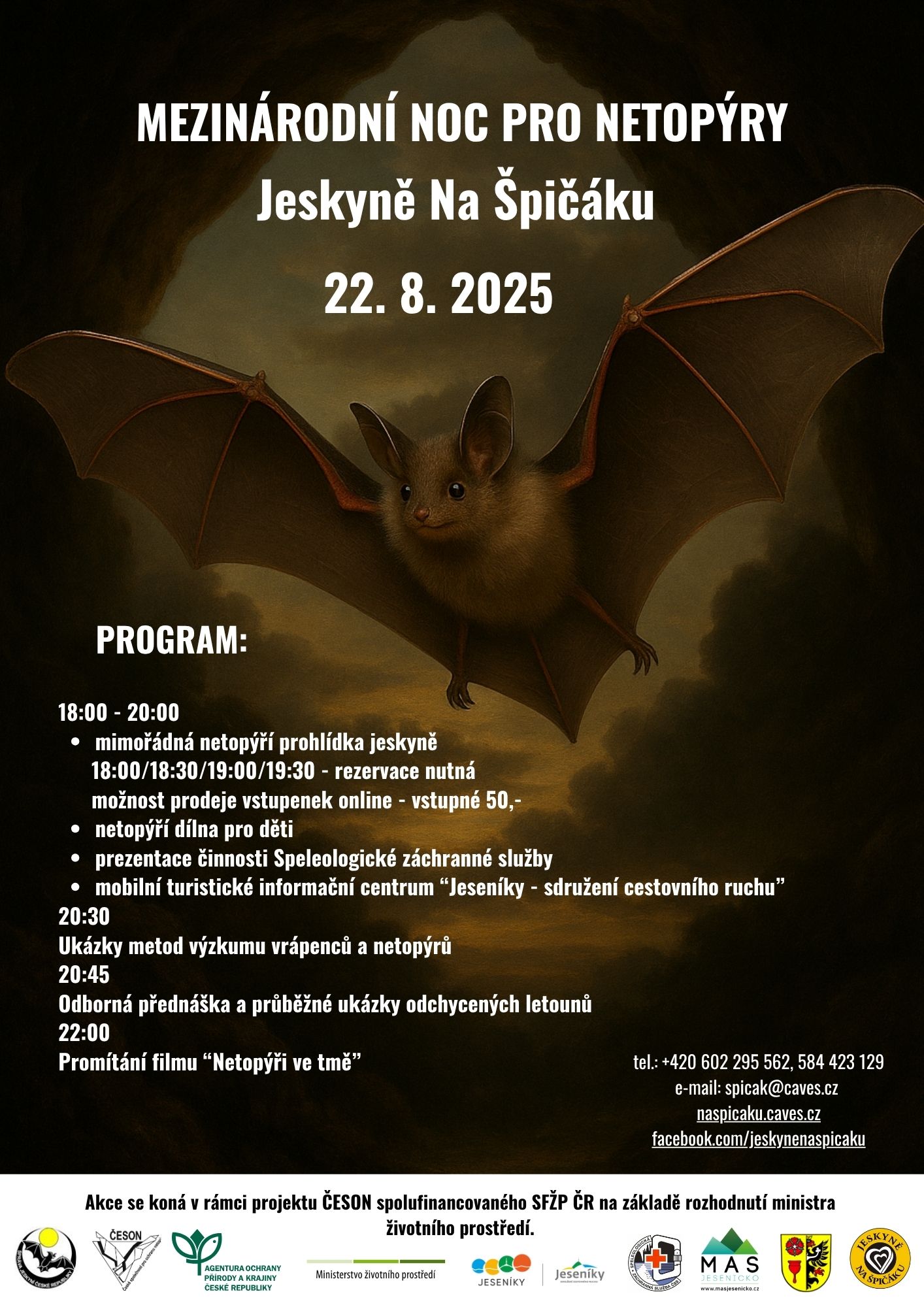 Pozvánka na NETOPÝŘÍ NOC do Jeskyně Na Špičáku