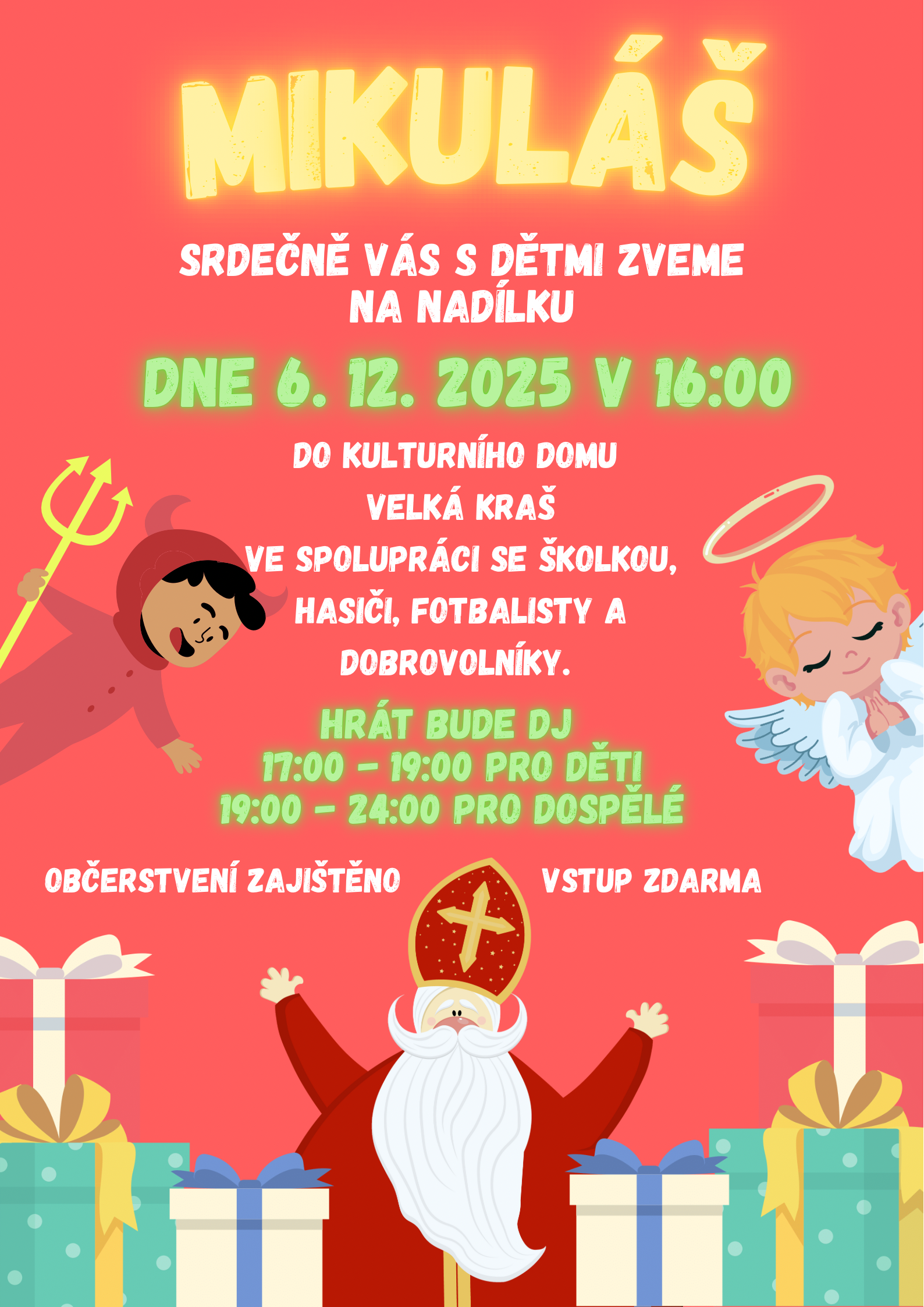 mikulášská nadílka v sobotu 6. prosince 2025