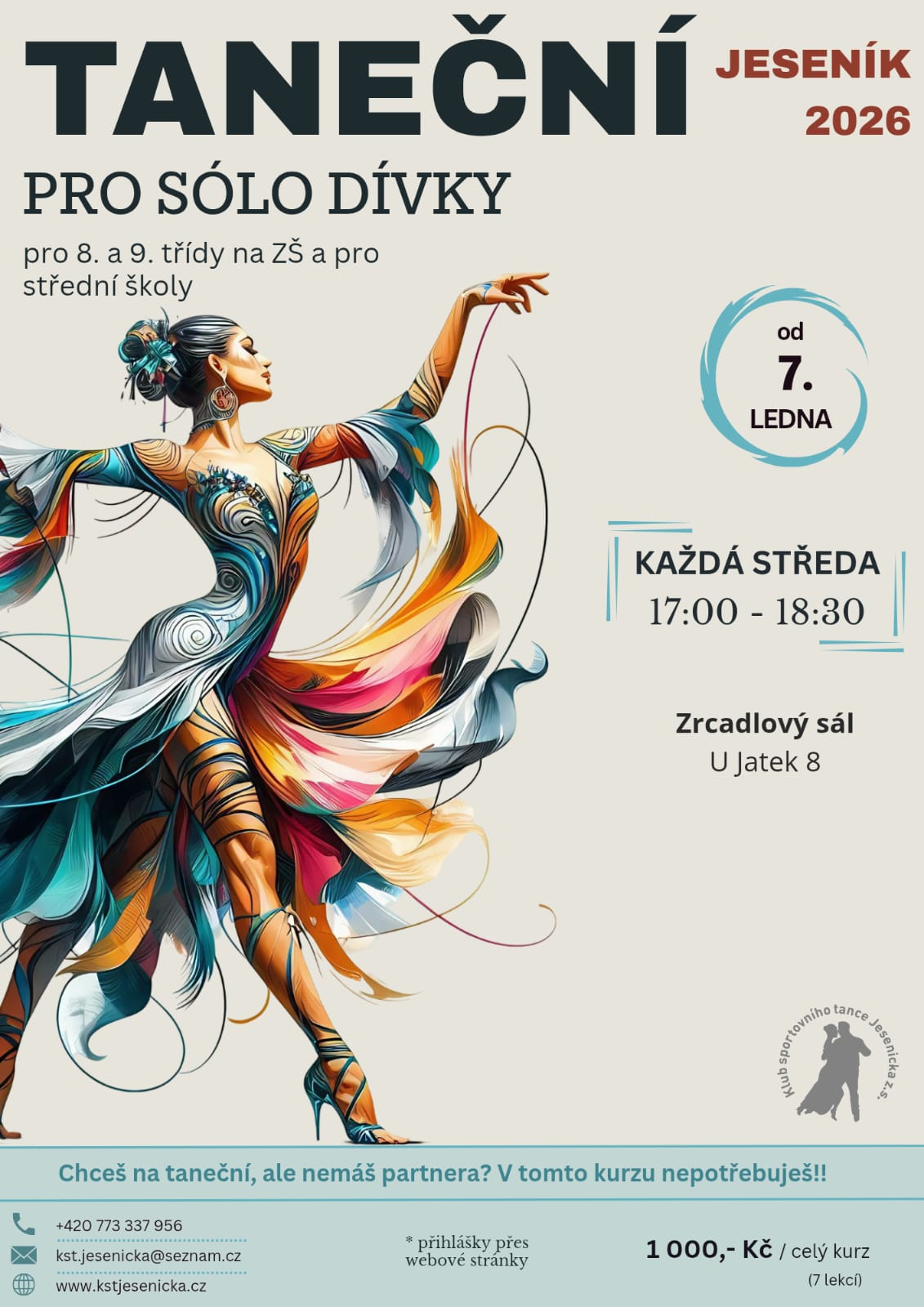 Taneční kurz pro sólo dívky z 8.-9. tříd ZŠ a středních škol okresu Jeseník 